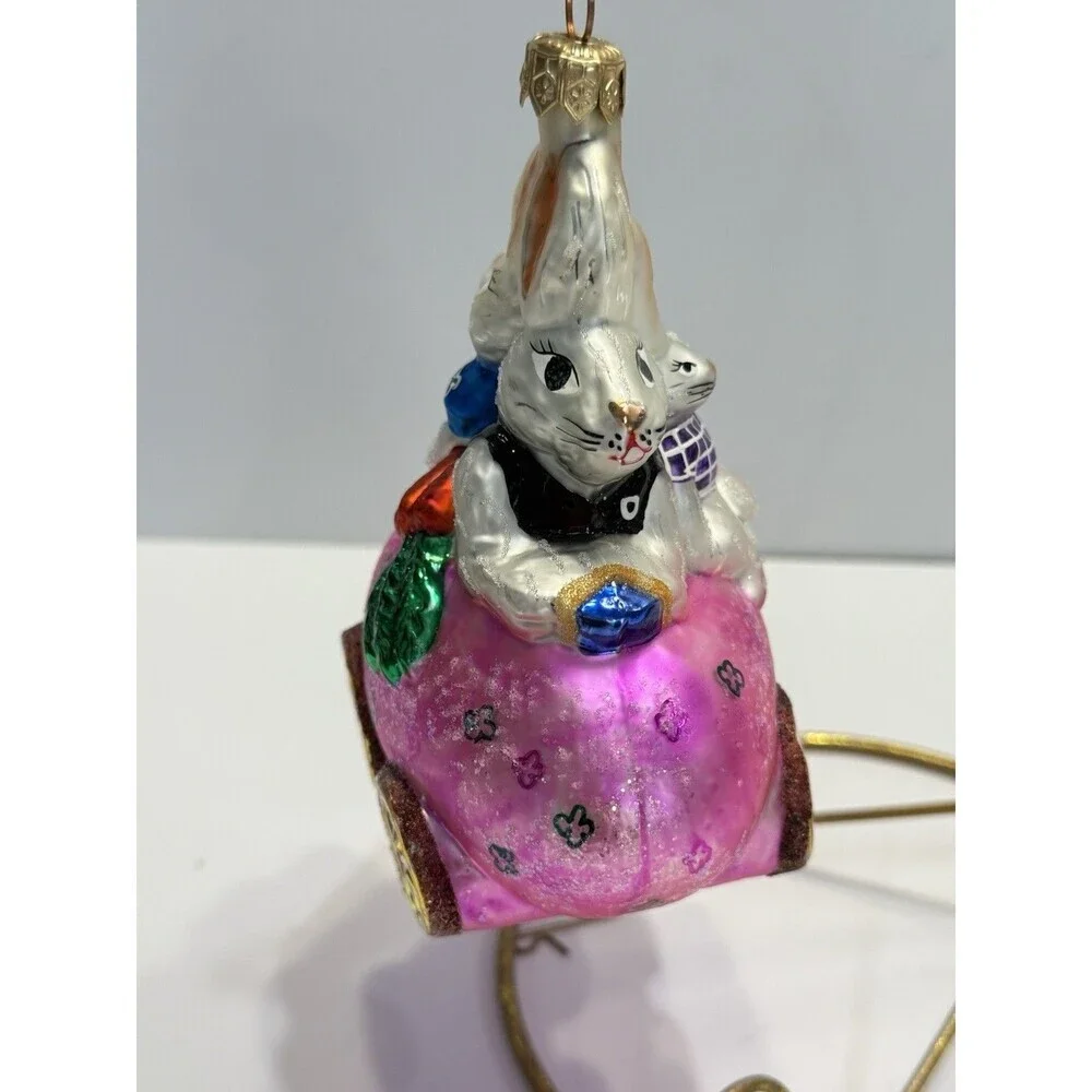 1997 Christopher Radko Glass BUNMOBILE Bunny & Easter Egg Car Christmas Ornament